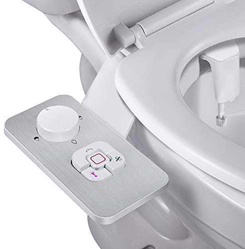Bidet Aufsatz - SAMODRA Nicht Elektrisch Bidet Toilettenaufsatz mit Einziehbare selbstreinigende Doppeldüsen,Front- und Heckreinigung,Einstellbarer Druckschalter für Kaltes Wasser