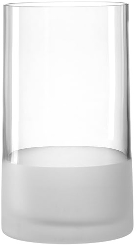 Leonardo Novara Deko-Vase aus satiniertem Glas, zylinderförmige Blumen-Vase, elegantes Windlicht aus Glas für Kerzen, Höhe: 26 cm, Durchmesser 15 cm, 018629