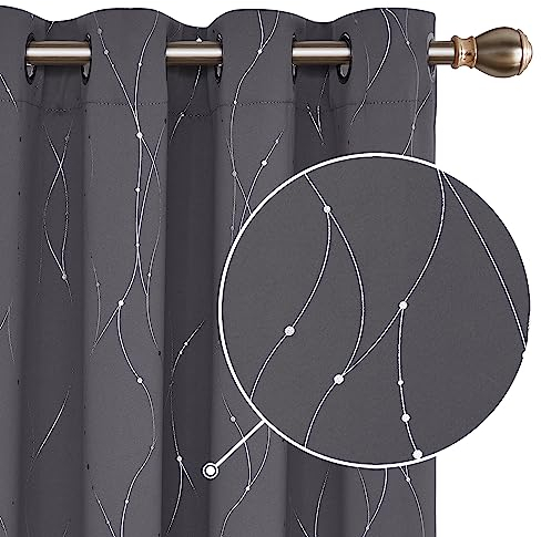 Deconovo Gardinen mit Ösen Thermovorhang Kälteschutz Thermo gegen Kälte Thermogardine Hitzeschutz, Deko Ösenvorhang, Thermogardinen für Schlafzimmer, 229x117 cm(HöhexBreite), Dunkelgrau, 2er Set