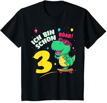 3 Jahre alt Geburtstag Junge Dinosaurier Dino Party Motiv T-Shirt