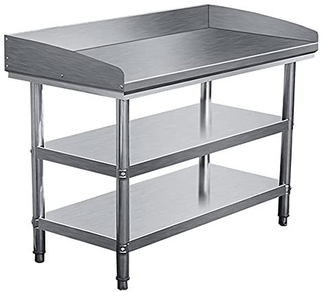MNSSRN Edelstahl-Werkbank, Restaurantbetrieb Küche Lebensmittelvorbereitung, Hochleistungs-Garagen-Werkzeug-Speicher-Rack,Three Floors,80 * 60 * 80CM
