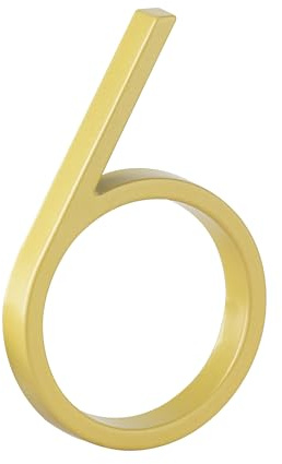 HASWARE Targa Con Numero Civico Galleggiante: 5 Pollici (12cm) Moderna Segnaletica Per Porte, Perfetta Per I Numeri Dell'Indirizzo Di Casa (6, D'oro)