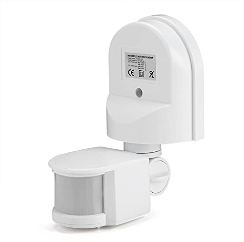 Sensor De Movimiento Infrarrojo, CA 110V-240V Sensor Infrarrojo Ajustable De Movimiento Del Cuerpo Para Exteriores, Interruptor De Luz Con Sensor De Movimiento, Para Pasillo, Pasillo,(blanco)
