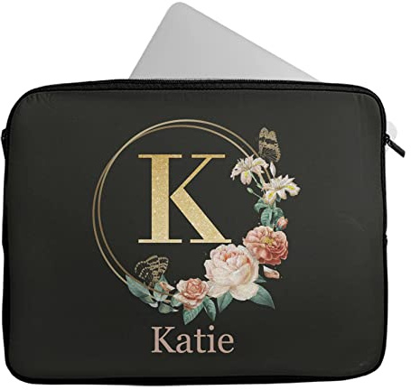 Novelty Things Personalised Any Name Floral Design Laptop Case Sleeve Tablet Bag Chromebook Gift 351 (14-15 inch)