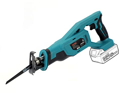Sega Recipro a Batteria KATSU FIT-BAT 21V/18V Sega Sciabola Senza Fili, Lunghezza Corsa 32mm, Velocità Variabile, 4 Lame per Taglio Legno e Metallo, Potatura Alberi, senza Batteria