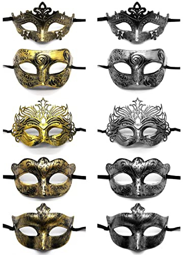 JewelryWe Schmuck 2/4/6/10 Stück Maskerade Maske Venezianische Spitze Augenmaske Spitzenmaske Gesicht Kostüm für Halloween Karneval Party Cosplay