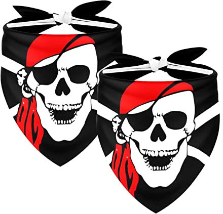 Hundehalstuch, Hundehalstuch, waschbar, Zubehör für kleine, mittelgroße und große Hunde, Welpen, Katzen, Piraten, lustiger Totenkopf, 2 Stück