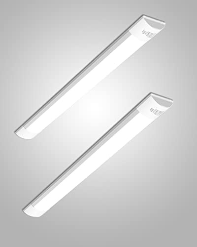 Bellanny LED Fluorescente 90cm, 30W 3600LM Lámpara LED de Techo, 6500K Blanca fría Neon Led Tubo, IP40 130°Ángul Luz de Garaje, LED Batten Light para Sala Oficina Taller Almacén Baño Cocina Barra, 2pc