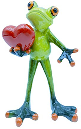VVGIFTS Frog Figurines Decor Funny Cute Craft Resin Frog Sculpture Statue for Home Office Desk Tabletop Bathroom Decoration, Ornament Gift (Frog Holding Heart)