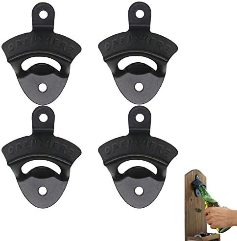 KAYLRE 4 PCS Flaschenöffner Wand, Flaschenöffner für Die Wand, für Innen Außen, Gusseisen