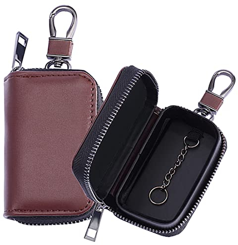 Autoschlüssel Fall Faraday Käfig Autoschlüssel Tasche Autoschlüssel Anti-Hacking Fall Blocker RFID Signal Blocker Protector Anti-Diebstahl Tasche Faraday Tasche Signalblocker (2 Pcs Braun)