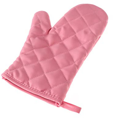 KAYLRE Oven gloves Pack of 1 Portable Black Cotton Blend Thick Kitchen Baking Chef Insulation Padded Oven Gloves Double oven gloves (Size : Pink)