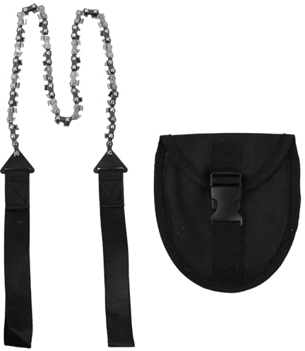 Sierra de Cadena Portátil, 33 Dientes, Sierra de Mano Plegable con Bolsa, Sierra de Bolsillo Manual Motosierra Supervivencia Camping, Sierra de Alambre Acero para Jardín Ramas Árboles, Total 103cm (A)