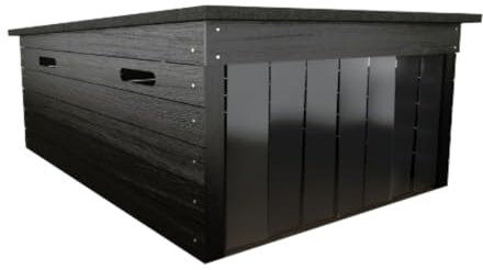 AM Robots - Cobertizo de almacenamiento para cortacésped, cubo, grande, 41 x 29 x 20 pulgadas, cortinas extraíbles (negro)