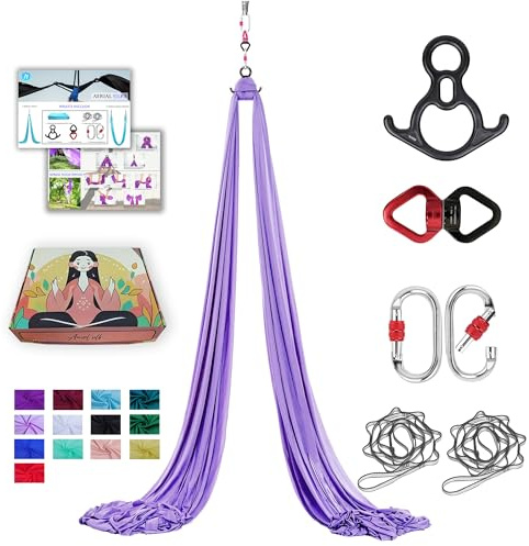 ZYOSJK 11 Yards Aerial Silks For Home Aerial Yoga Swing Aerial Yoga Hammock Swing Aerial Silk For Gymnastics (LIGHT PURPLE)