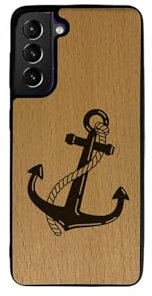 EnoWood Custodia protettiva per smartphone Samsung Galaxy S legno massello lavorata artigianalmente - Ancre de Bâteau - Galaxy S Enowood22 - Faggio