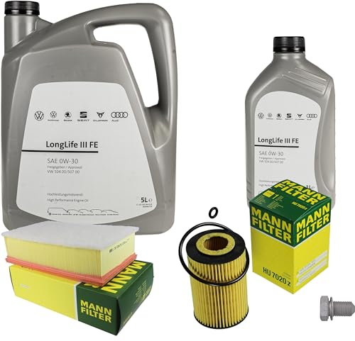 Inspektionspaket Wartungspaket Filterset mit 6 L 0W-30 Motoröl LongLife 3 FE, Ölfilter Luftfilter Ölablassschraube