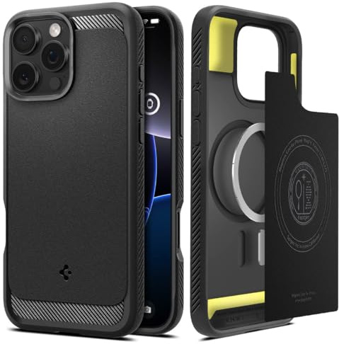 Spigen Rugged Armor MagFit Case for iPhone 16 Pro Max, Compatible with MagSafe Accessories - Matte Black