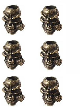 SICODA 6 pcs Knife Lanyard Skull Beads, Alloy Metal Paracord Beads