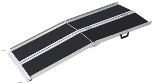 QYMLSH Klappbare Rollstuhlrampe Aus Aluminium, 2 Separate Teile, Tragkraft 271 Kg, Höhenverstellbar Von 10 Bis 45 cm, rutschfeste Oberfläche, Faltbare Rampe, for Zuhause, Stufen, Treppen, Türen