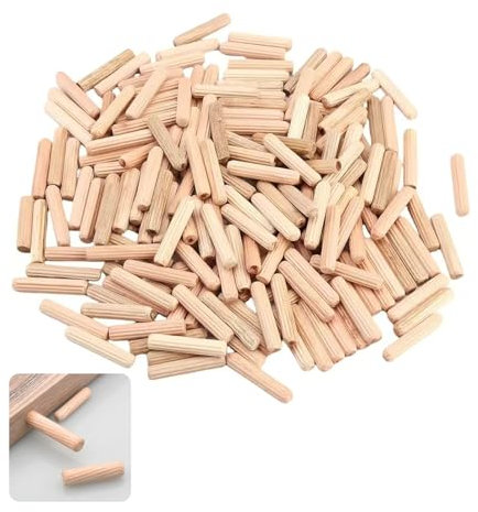 200 Pcs Solid Hard Wood Plugs - 6mm x 40mm Round Wooden Dowels for Furniture, Door, Crafts & DIY Projects