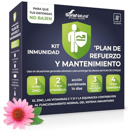Soria Natural InmunoForte Kit - Vitamina C + Vitamina D + Zinc + Equinacea + Propolis - Refuerza el Sistema Inmunológico, Apoyo para la Recuperación, Kit 35 Comprimidos y extractos naturales de 42ml