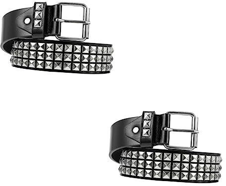 LIFKOME 2 Pcs Vielseitig Modische Gürtel Dekorative Niete Komfortable Pu Leder Bund