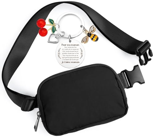 Banane Sac Femme,Porte Clef Maitresse Maman,Sac Banane Waterproof Bandoulière Banane Sacoche Homme Unisexe Randonnée Ceinture Petite Sac Bandoulière, Porte-clés Cadeau Fete des Meres,Cadeau Parents