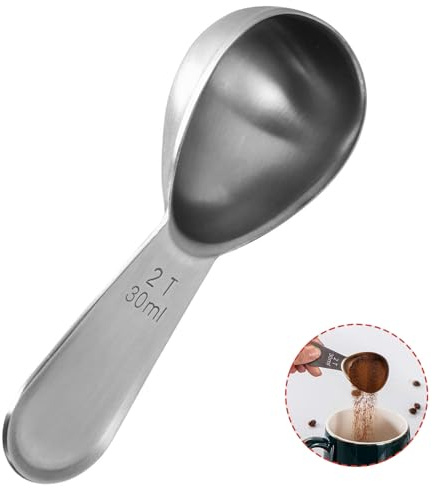 Cuchara de café de acero inoxidable 18/8, cuchara medidora de metal de 30 ml con mango corto para café molido, frijoles, polvo, espresso (30 ml)