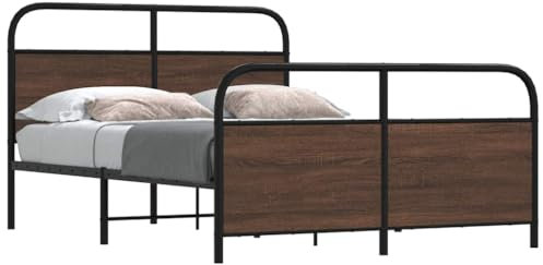 LAPOOH Metallbett ohne Matratze Braun Eichen-Optik 140x190 cm, Bett, Bed Frame, Familienbett, Bettrahmen, Bett Gestell, Bett Rahmengestell, Schlafzimmer Bett - 3318661