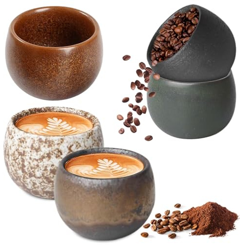 Set de tazas de espresso 5 x 50 ml, Set de tazas de espresso, Set de tazas de espresso, taza de café sin asa, taza de cerámica, Set de tazas de té, Regalos para mujeres, hombres, mejores amigos
