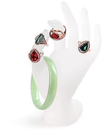 BESTYASH Armband Schmuckständer aus Kunstharz, Weiß, Handform | Ringe und Ketten, für Haushalt und Ladenverkauf, Schmuckauslage im Geschäft