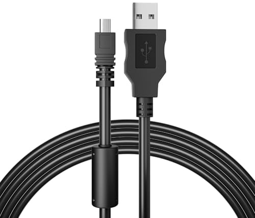 pluX Camera USB Cable Replacement for Sony DSC-H300 DSC-H400 DSC-W800 DSC-W810 DSC-W830, DSLR-A900 Charger 1.5m Lead Fast Charging Data Cable File Transfer - Black