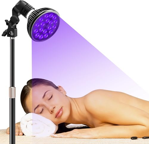 54W Tanning Lamp for Home, Tanning Lamp for Face and Body with Eye Mask, Adjustable Height, 18pcs LEDs 395nm Home Sunbathing Self Tanning Device (Vertical model)