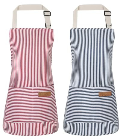 Livdouyu 2 Stück Kochschürze Kinder,Verstellbare Kinderschürze mit Taschen | Geeignet für Kochen, Malen & Grillen. Für Jungen & Mädchen 3-6 Jahre. Mit Taschen, verstellbar & waschbar – ideal für Kinder