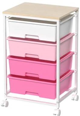 SYKIARIOL Rollwagen Badrollwagen mit 4 Schubladen, Aufbewahrungswagen Rosa