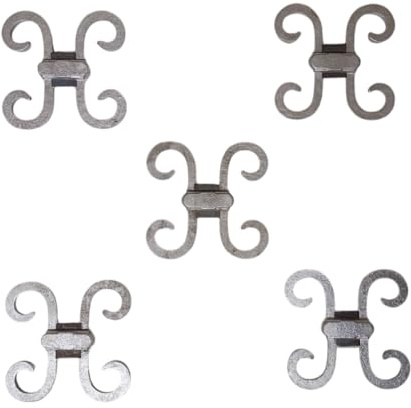 Decorative Cast Aluminum Fence Scrolls, (3/4 & 1/2 Available) Inch Square Picket Size, Rust Resistant, Pack of 5, w/Weld tabs, Raw Aluminum (3/4)