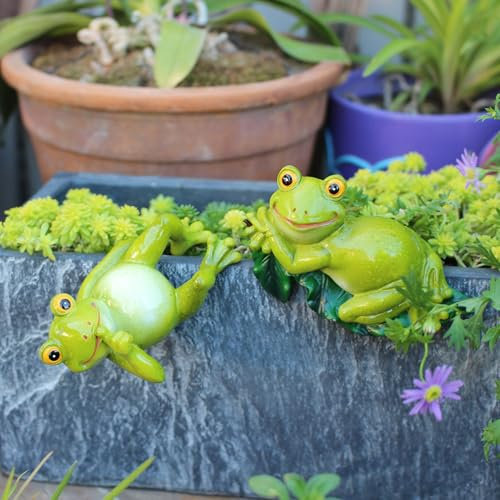 Nexoria Statuetta di rana, decorazione da giardino per esterni, resistente alle intemperie, decorazione da giardino, in resina, rana, decorazione da giardino, decorazione da giardino, per esterni