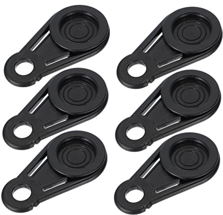 FOYTOKI Lot de 10 Pinces Robustes pour Bâche et Tente en Plastique Noir, Fixation sans Perçage pour Camping et Usage Extérieur