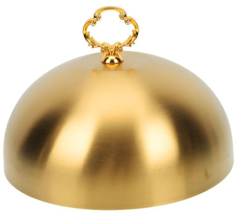 TOPPERFUN Cubierta De Acero Inoxidable Para Filetes De 22.5 Cm, Protector De Cúpula Antisalpicaduras De Alimentos, Tapa Dorada Para Barbacoa y Buffet, Diseño Robusto Para Uso Doméstico y Profesional