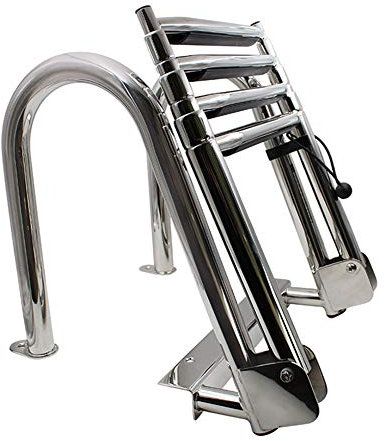 Scala telescopica per pontile - Acciaio Inossidabile Resistente, Design Pieghevole a 4 gradini, capacità di 550 libbre per Un Facile Accesso a Barche, Yacht, pontili o pi