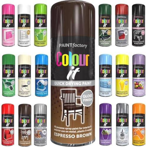 Spray Paint Espresso Brown Gloss Aerosol 400ml Cans - Quick Dry, All Purpose Spray Paint for Interior and Exterior Ideal for Wood, Metal, Plastic, Indoor & Outdoor Use