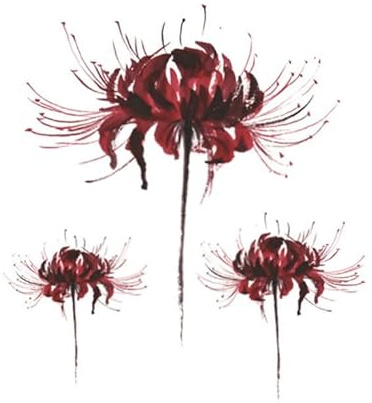 Temporary Tattoos For Adult 1 Pc Of Ink Painting Of Red Spider Lily, Red Simulation Chest, Back And Waterproof Female Long-Lasting Small Picture And Large Picture Stickers Fake Tattoos