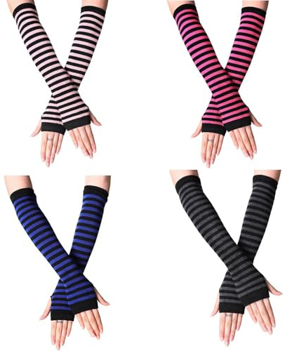 Pluvyze 4 Paare Armstulpen Damen,Handstulpen,Arm Stulpen,Handstulpen,Arm Warmers
