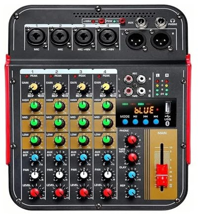 Table de mixage audio et réverbération 48 V Alimentation 6 canaux Carte son DJ (taille unique)
