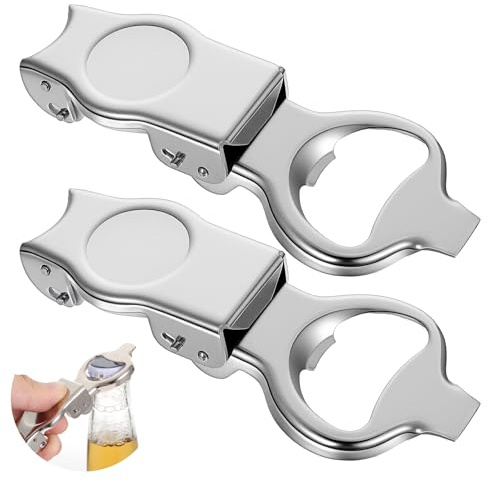 XLIUAX 2 Stück Edelstahl Flaschenöffner, Tragbare Flaschenöffner mit Verschluss Klappbarer Flaschenverschluss Bierflaschen Silber Mini Bierflaschenverschluss für Home Bar Camping Pub Outdoor
