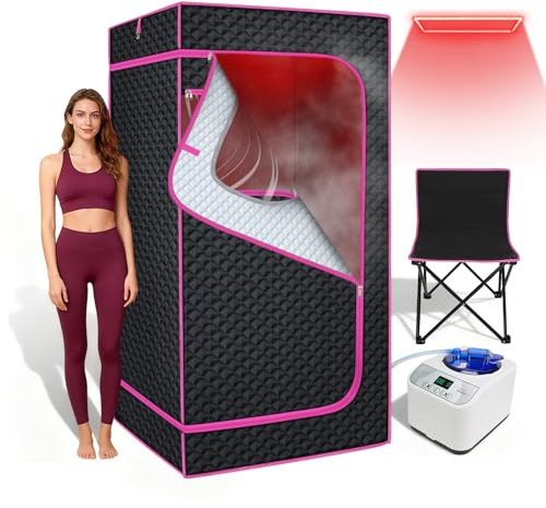 STEECA Caja de sauna portátil para el hogar, tienda de campaña de sauna de vapor infrarroja con vapor de gran capacidad de 1300 W, relajación de cuerpo completo para uso en interiores y exteriores