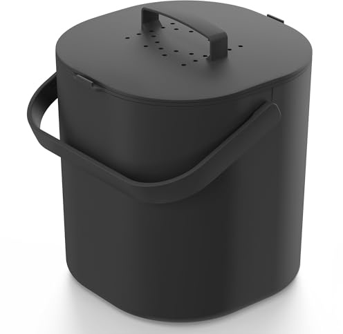 PTMS® Biomülleimer Küche 6L - Aktivkohlefilter gegen Gerüche & Innensieb