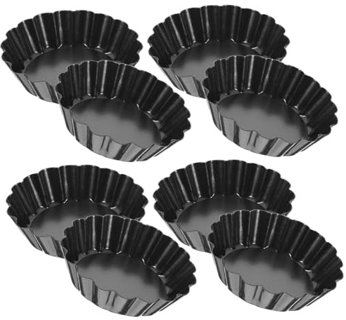 ROMISBABA 8 piezas Molde para Tartaletas de Huevo Acero al Resistente Altas Temperaturas Antiadherente con Extraíble para Repostería Casera y Profesional