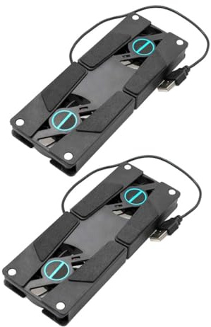 MUELODSIC 2 Pezzi Staffa di Raffreddamento per Laptop a Doppia Pieghevole USB Portatile Riduzione Calore Notebook Abs Black